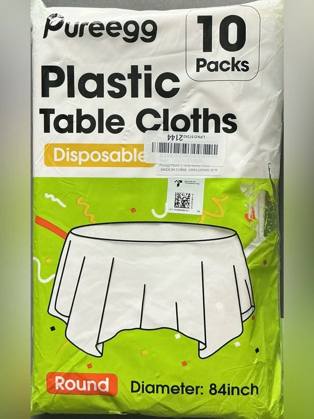 Pureegg Plastic Table Cloth Disposable 10 Pack